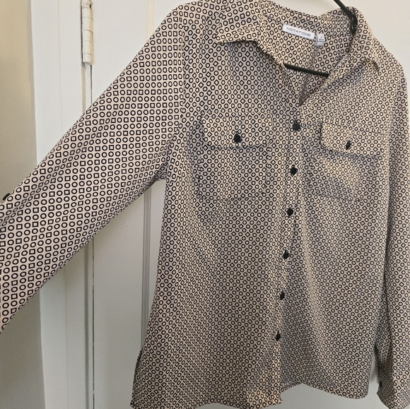 Notations Black and Cream Button Down Shirt Size S - Picture 3 of 7